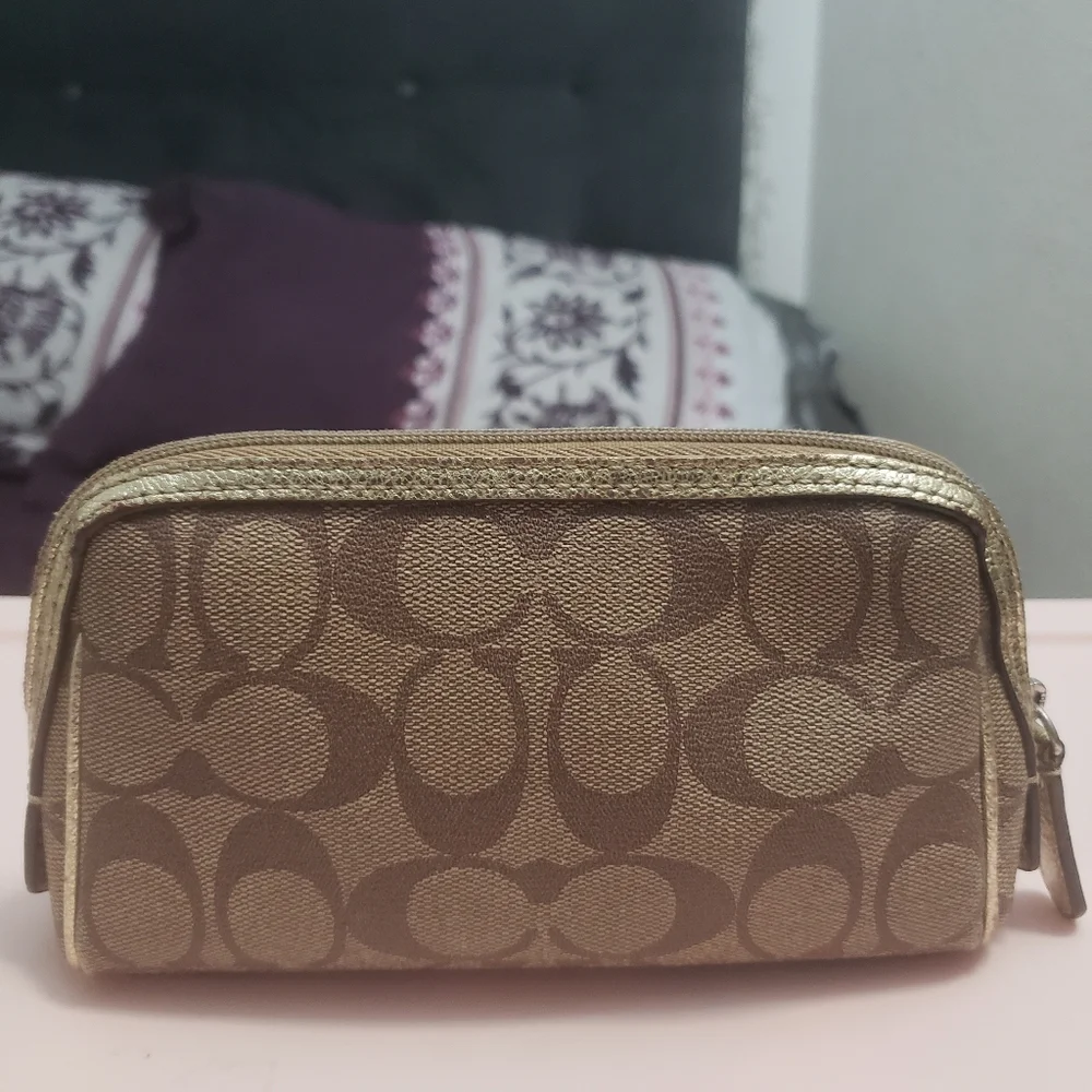 Coach Red Leather Cosmetic Toiletry Case